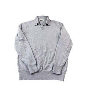 Collars & Co. Gray Australian Merino Wool Men's Buttonless Jumper Polo Sweater M